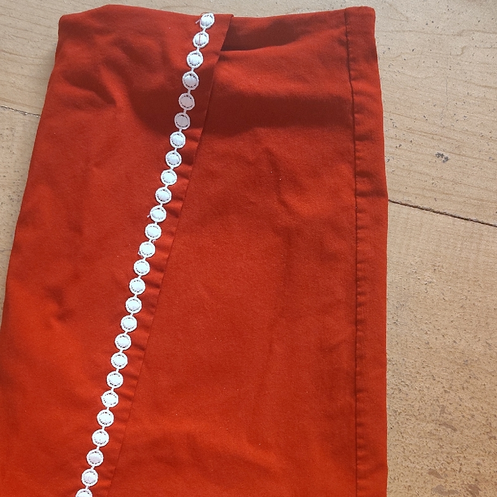 Chic Orange Pencil Skirt with Button Accents